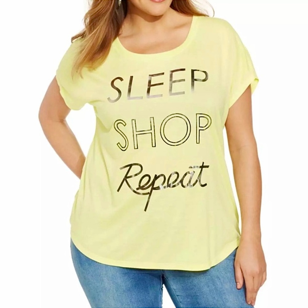 ‘Sleep Shop Repeat’ Slub Tee SZ 0X! NEW!